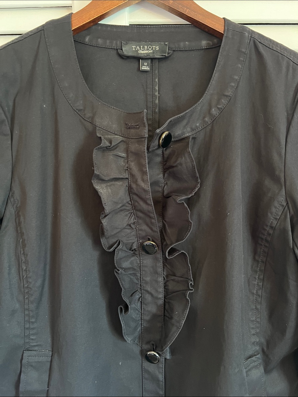 Talbots Black Ruffle-Front Blazer Jacket - Picture 2 of 5